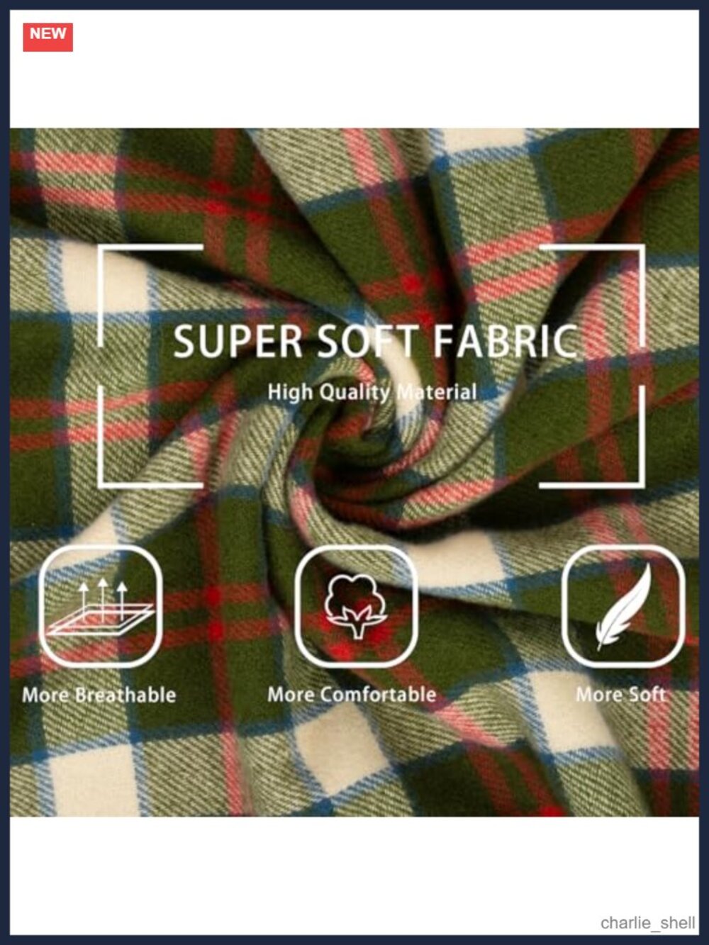 Oversized Plaid Winter Scarf Soft Warm Wrap with Tassels - Picture 4 of 6